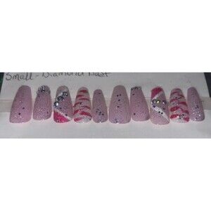 Pink Translucent Cosmic Hand Painted Press On Nails
